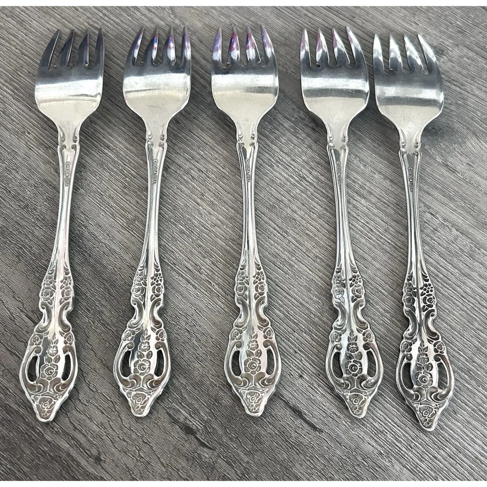 Onieda RENOIR PEMBROOKE Salad Forks Set of 5‎ Stainless Made In USA